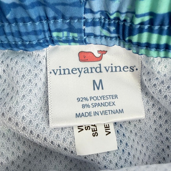 EUC Vineyard Vines Chappy Blue Tropical Palm Leaf Swim Trunks Size M 1M001318 - Picture 3 of 7